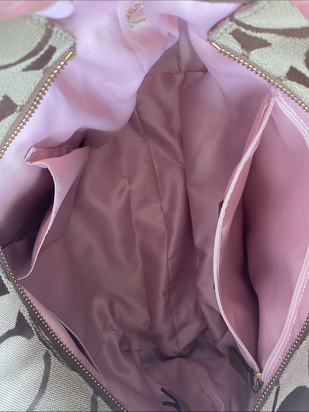 Coach Tan and Brown Signature Canvas Tote with Gold Hardware - Picture 7 of 12